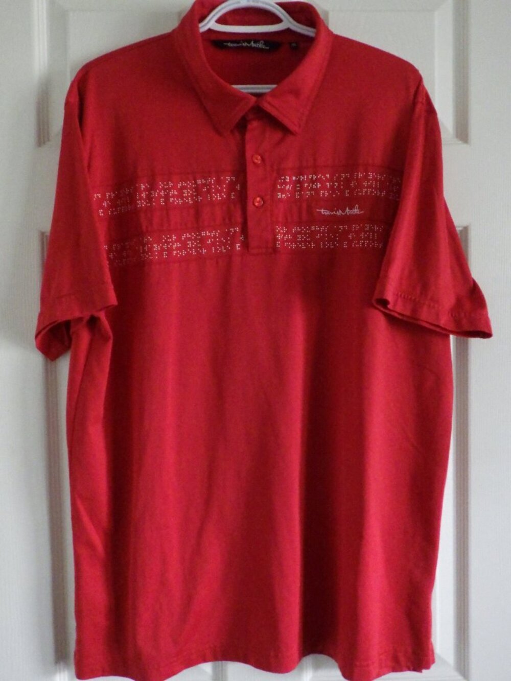 Travis Mathew Men's Polo Golf Shirt Short Sleeves Logo Red Graphics Size XL